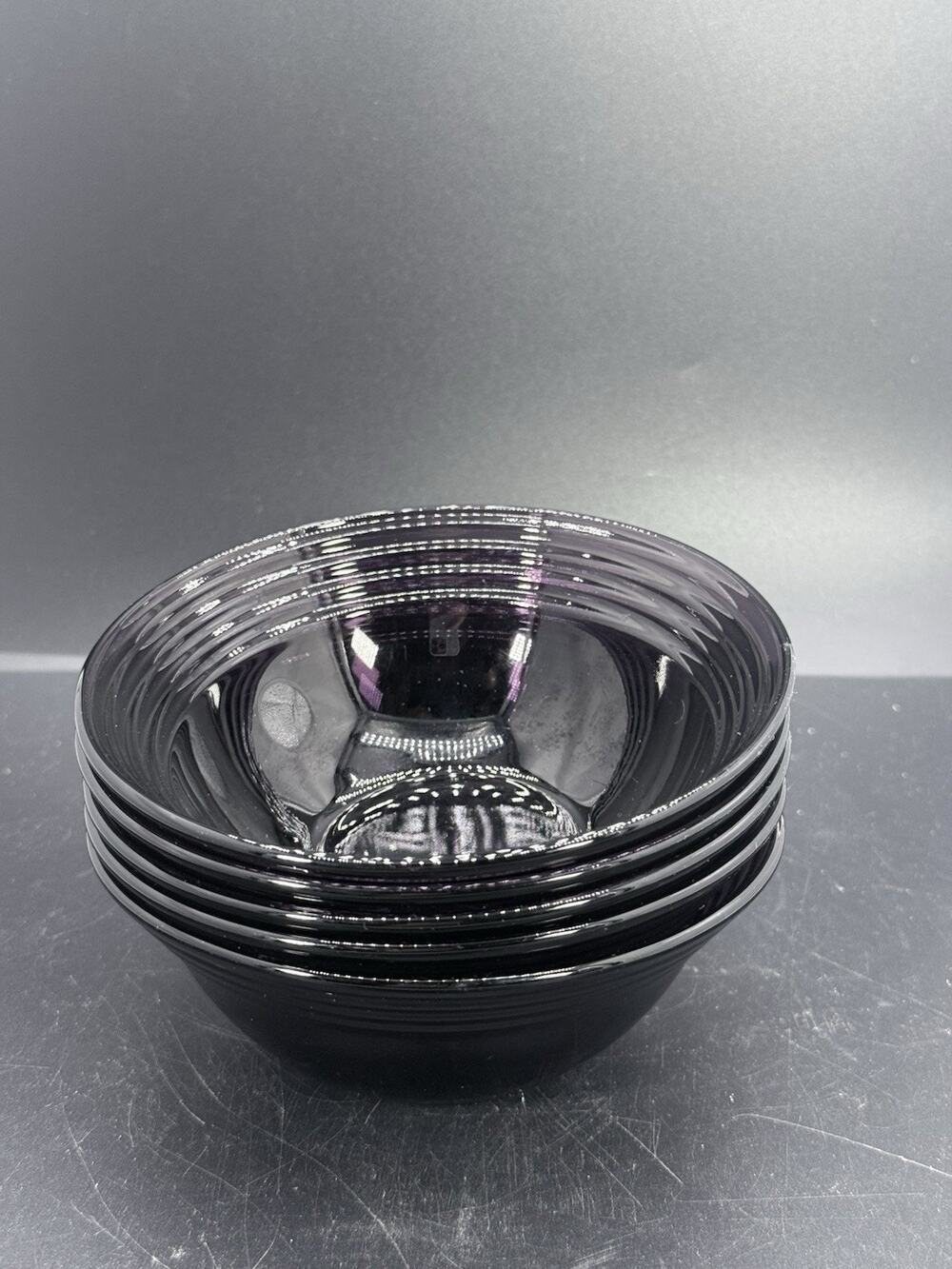 5 Vintage Glass Bormioli Rocco Forum Amethyst Bowls 5.25” Urban Art Deco FRANCE